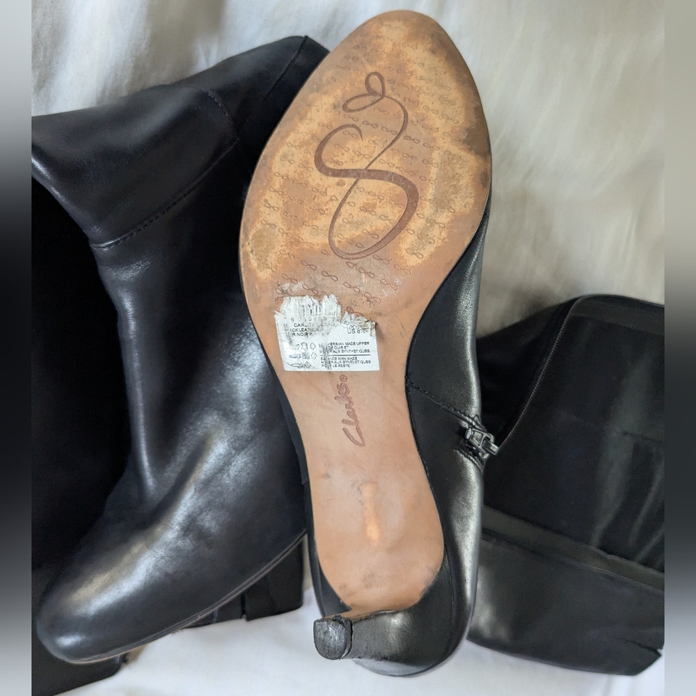 Clark's Size 9 Black Leather Knee-High Boots - Picture 6 of 10